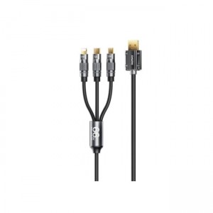 Remax RC-C126 Καλώδιο USB Γρήγορης Φόρτισης 3 σε 1 USB-C, Lightning, Micro 1m 66W - Μαύρο