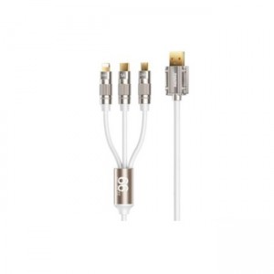 Remax RC-C126 Καλώδιο USB Γρήγορης Φόρτισης 3 σε 1 USB-C, Lightning, Micro 1m 66W - Λευκό