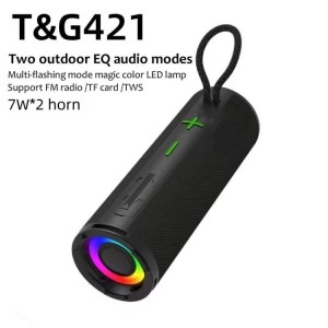 Ηχείο Bluetooth 7W με Ραδιόφωνο Αδιάβροχο RGB T&G TG-421 - Μαύρο