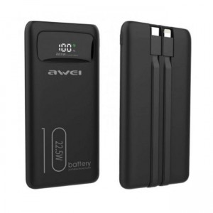 Awei P168K Power Bank 10000mAh 22.5W με Θύρα USB-A και Θύρα USB-C Quick Charge 3.0 - Μαύρο