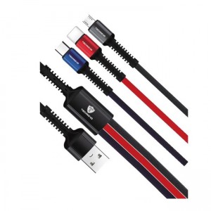 TN-D046 Καλώδιο Φόρτισης 3 in 1 Regular USB to Lightning / Type-C / micro USB Cable 1.2m 