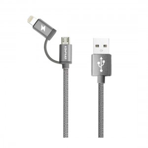 Καλώδιο Πλεκτό 2 σε 1 από USB Σε Lightning/Micro USB Awei CL-930C 20cm - Γκρι ( Blister )