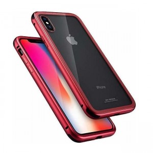 Μεταλλική Μαγνητική Θήκη Aluminium Bumper Case 360 Μπρός-Πίσω για Iphone XS MAX - Κόκκινο